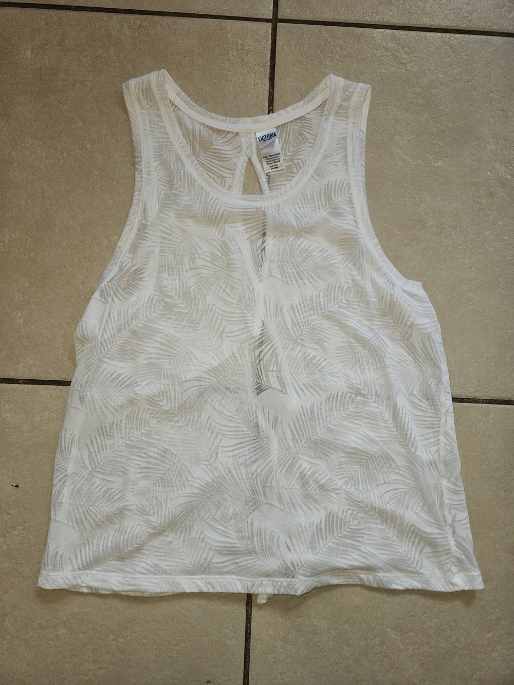 Victoria's Secret White Palm-Print Sleeveless Tank